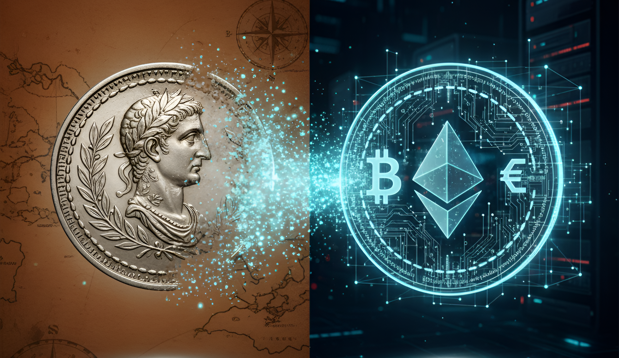 Stablecoin illustration - Bridge between traditional finance and digital assets